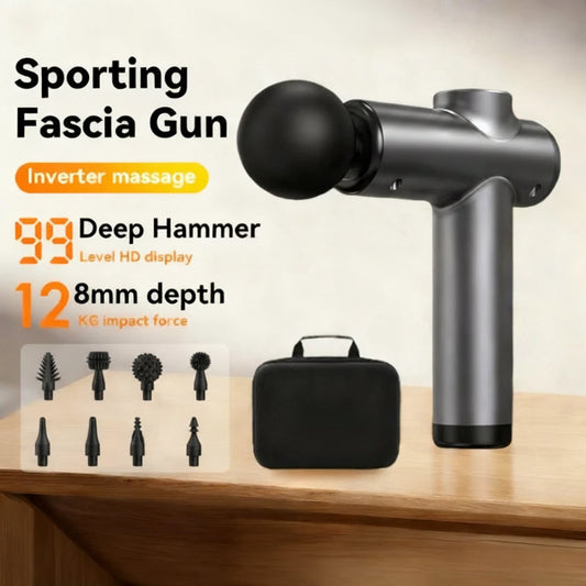 Premium Deep Tissue Massage Gun with 8 massage heads and travel case