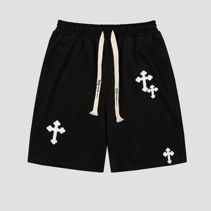 European and American Hip-hop Sports Five-point Pants Men's Trendy Brand Street Loose Wide-leg Casual Drawstring Shorts