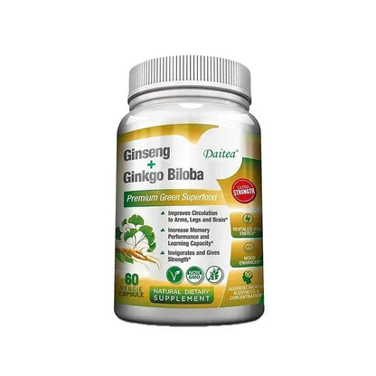 Ginkgo Biloba Capsules, Memory Enhancement, Supports Brain Function and Mental Alertness, and Supports Healthy Circulation