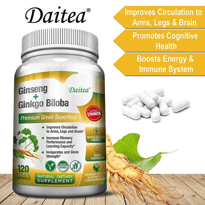 Ginkgo Biloba Capsules, Memory Enhancement, Supports Brain Function and Mental Alertness, and Supports Healthy Circulation