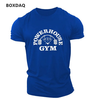 Gym Weightlifting Sports Men's T-Shirts Summer Short Sleeve Fitness Sports Male T Shirt  O-Neck Casual Loose Tops 6XL Plus Size
