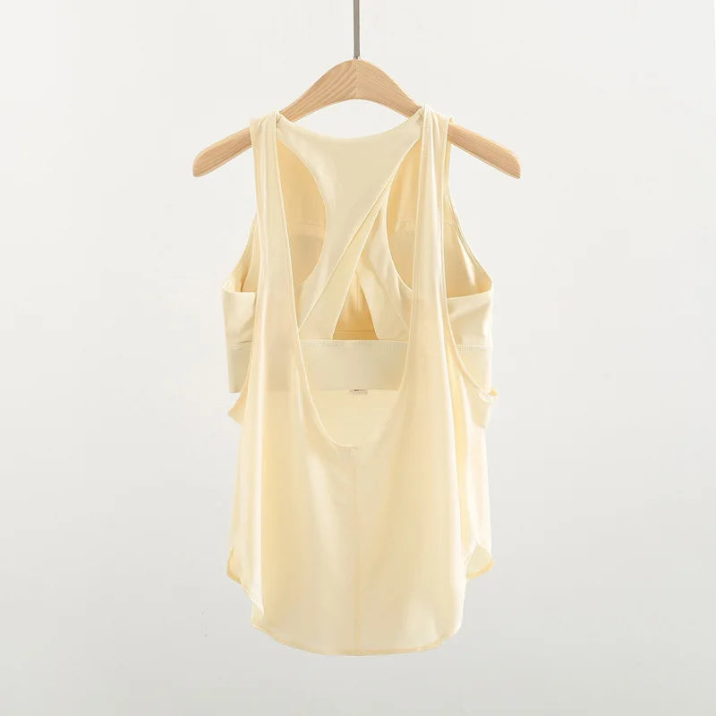 Sports for Fitness Top Shirt Women Yoga Gym Clothing with Bar Vest Beauty Back Tight Running Shirts Gym Workout Pilates Blouse