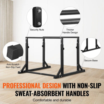 800 Lbs Capacity Dip Bar Stand Adjustable Height Fitness Workout Dip Bar Station Stabilizer Home Gym Parallette Push Stand