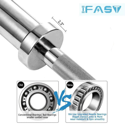 Barbell Bar for 2" Olympic Plates, Home Gym Weightlifting Bar 4Ft Solid Chrome Weight Bar 5Ft Fitness Training Curl Barbell 7.2F