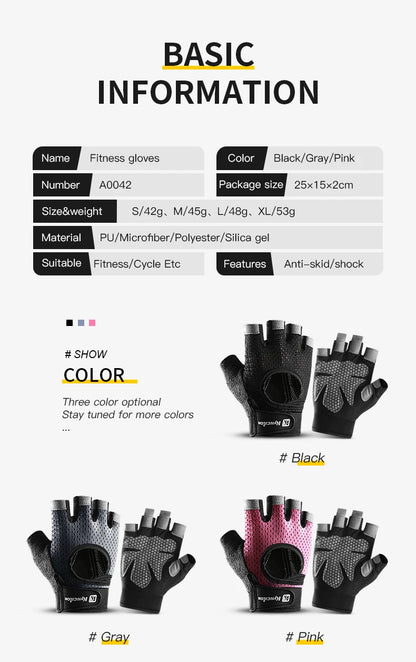 Half Finger Gloves Gym Fitness Anti-Slip Women Men Gel Pad Gloves Gym Cycling Fingerless Gloves Bicycle Accessories - GabyFit Goods