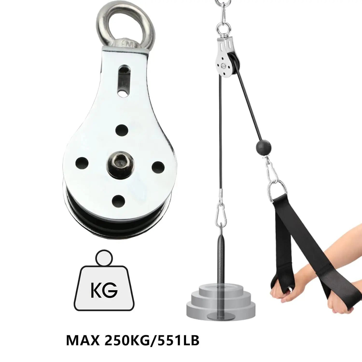 Silent Gym Cable Pulley Rotation 360 Degree Stainless Steel Surface Smooth Durable Attachment for DIY Home Gym Pulley System - GabyFit Goods