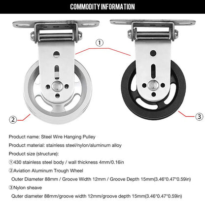 Wall-mounted Gym Home Rotating Silent Pulley Bearing Pulley for DIY Gym Equipment Pulley Block Stainless Steel Mute BearingWheel - GabyFit Goods