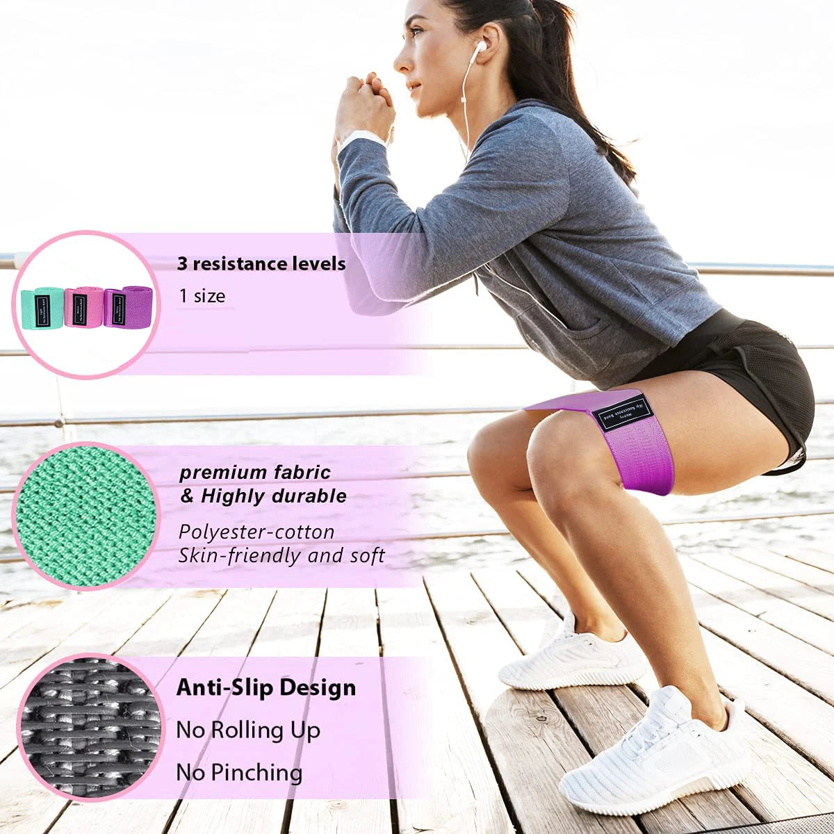 Squat glute workout Non-slip trainer thick band Fabric Resistance Elastic Booty Bands Stretch Fitness Strips Loops Yoga Equipmet - GabyFit Goods