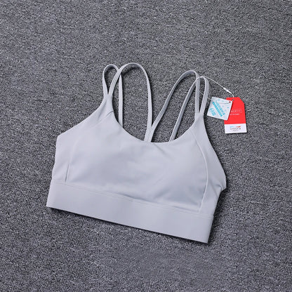 New Women's Sports Bra Padded Without Bones Cross Back Fitness Busty Underwear High Support Impact Running Gym Vest Yoga Bras