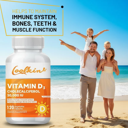Vitamin D3 5000IU, Rich in Vitamin D for Healthy Antioxidants Supporting Immune System Function - 120 Capsules, Non-GMO