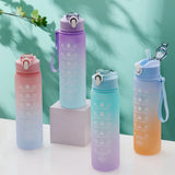 750ML Sports Water Bottle with Time Marker Leak-proof Cup Motivational Portable Plastic Water Bottle for Outdoor Sport Fitness