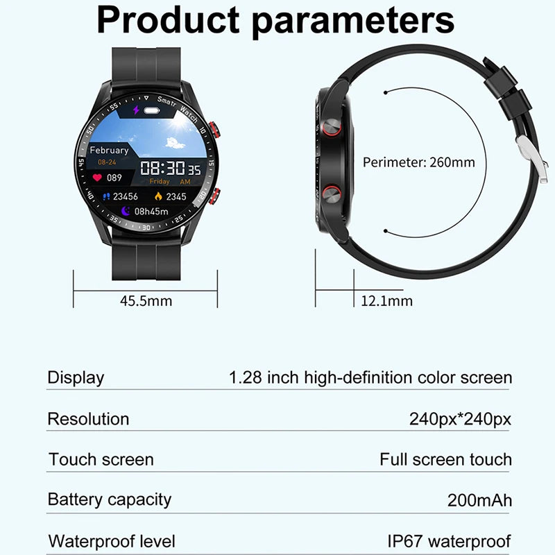 ECG+PPG Bluetooth Call Smart Watch Men Laser Health Blood Pressure Fitnes Sports Watches Man Sports Waterproof Smartwatch+Box - GabyFit Goods