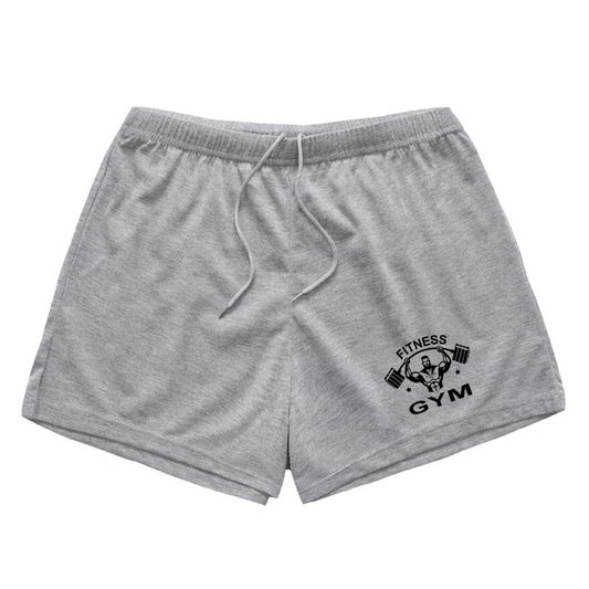 New fitness trend refreshing breathable sports shorts with dumbbell print pattern for running and summer slimming training