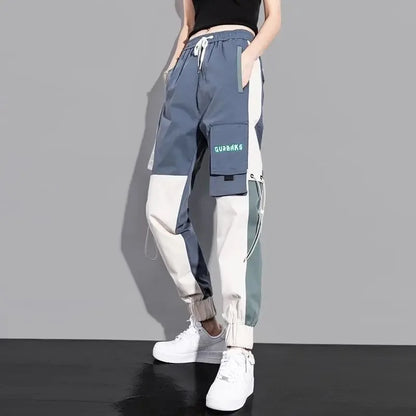 Hip Hop Women's Sports Fashion Cargo Pants Loose and Casual Korean Harem Pants Black Joggers with Multiple Pockets Trousers 5XL