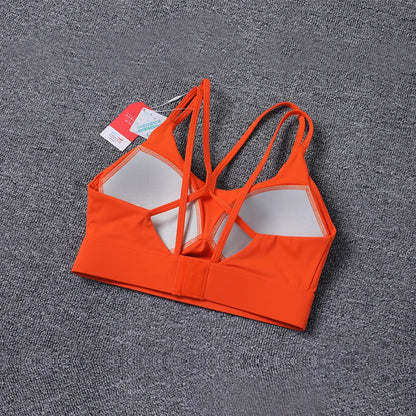 New Women's Sports Bra Padded Without Bones Cross Back Fitness Busty Underwear High Support Impact Running Gym Vest Yoga Bras