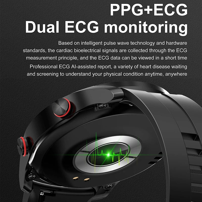ECG+PPG Bluetooth Call Smart Watch Men Laser Health Blood Pressure Fitnes Sports Watches Man Sports Waterproof Smartwatch+Box - GabyFit Goods