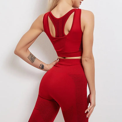 2 Pieces Women's Tracksuit Seamless Yoga Set Workout Sportswear Gym Clothing High Waist Leggings Fitness Sports Suits