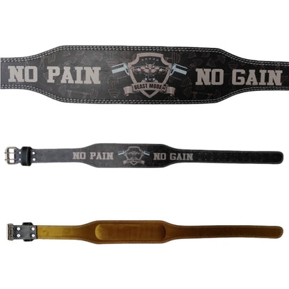 Gym Weight Lifting Belt with No Pain No Gain Style Powerlifting Belt for Men & Women Fitness Belt for Weightlifting Deadlift