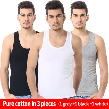 Men's solid color basic cotton narrow shoulder vest fashion casual men's T-shirt sports fitness Joker round neck youth vest - GabyFit Goods