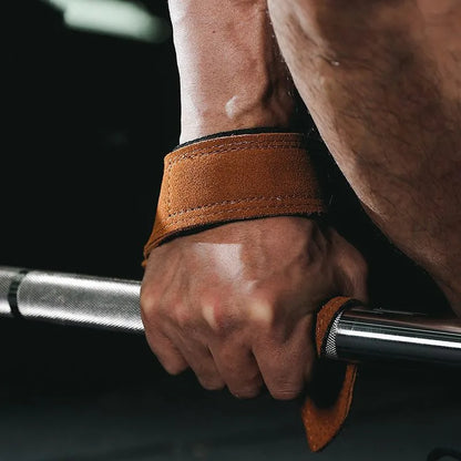 1Pair 4mm Cowhide Weight lifting Wrist Straps Fitness Bodybuilding Training Gym lifting straps NonSlip Gym Grip Deadlift Pull-up - GabyFit Goods