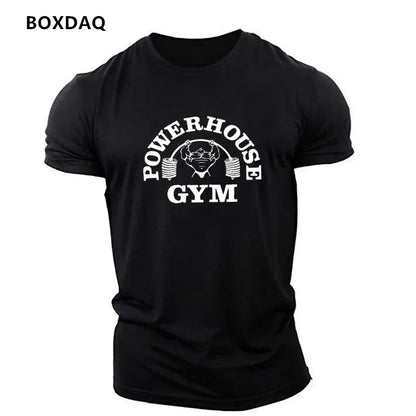 Gym Weightlifting Sports Men's T-Shirts Summer Short Sleeve Fitness Sports Male T Shirt  O-Neck Casual Loose Tops 6XL Plus Size