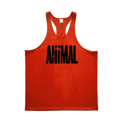 ANIMAL Letter Printed Gym Clothing Mens Bodybuilding Fitness Tank Top Cotton Raceback Stringer Singlets Workout Sleeveless Shirt