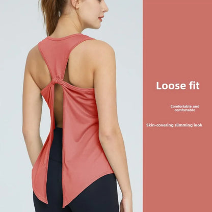STOUREG Sexy Sleeveless Tank Top Women Loose Short Yoga Shirt, Quick Dry Loose Fitness Tank Top, Loose Training Fitness Clothing