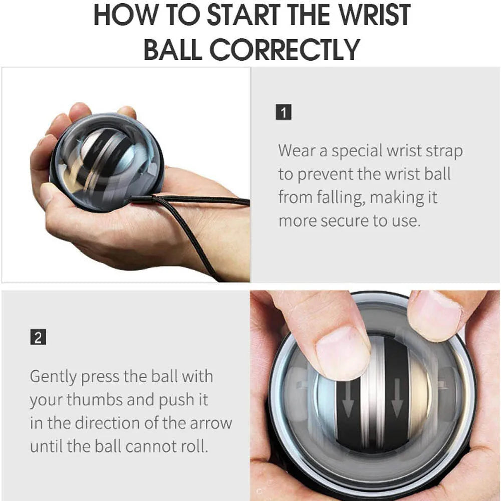 Wrist Power Ball Auto-Start Grip Ball Strengthener Gyroscopic Arm Gyro Hand ball Home Fitness Forearm Exerciser - GabyFit Goods