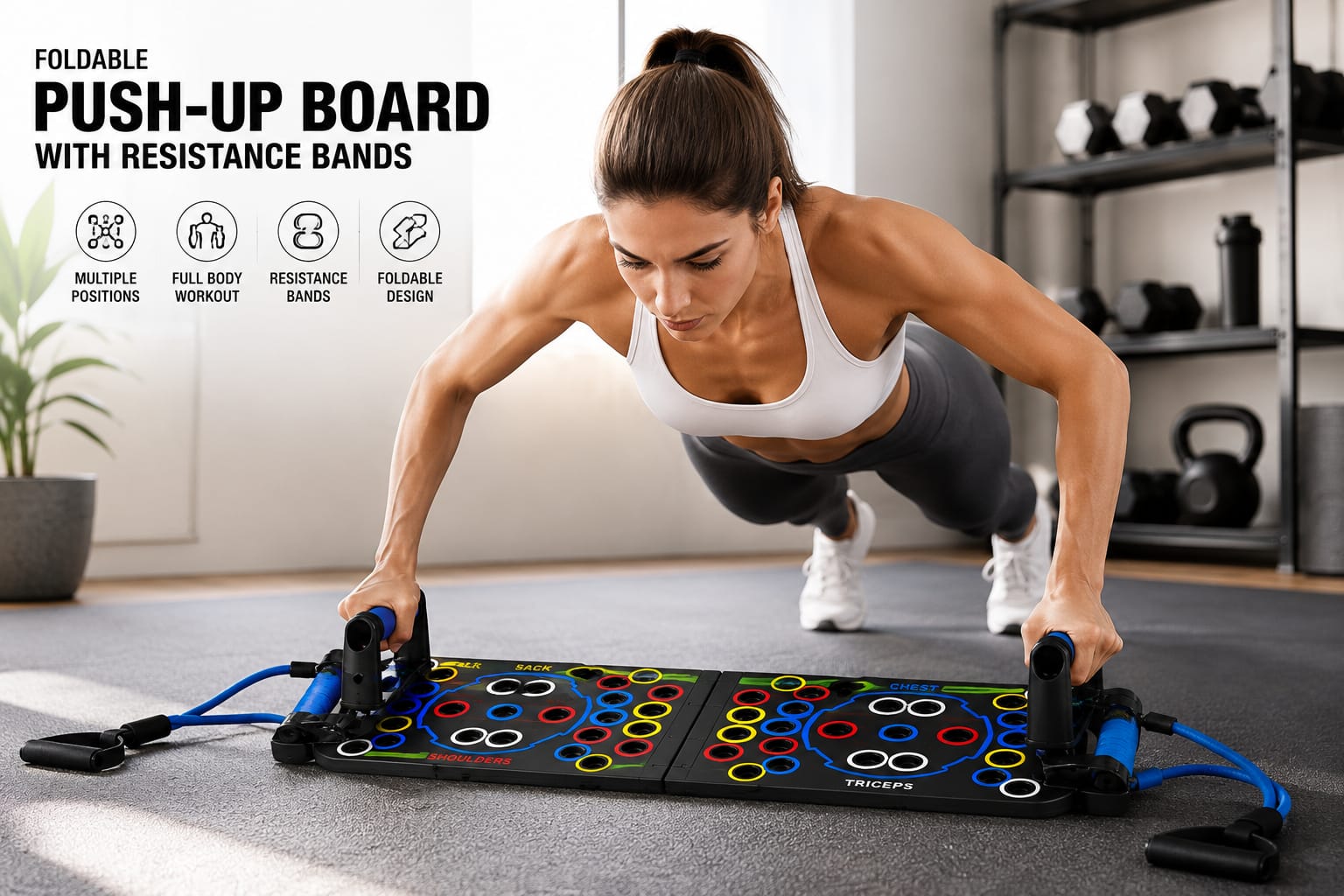Push-Up Board With Resistance Bands