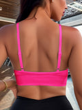 Front Hollow Out High Elastic Sports Bra, High Intensity Shockproof Seamless Fitness Tank Top, Backless Breathable Yoga Bra