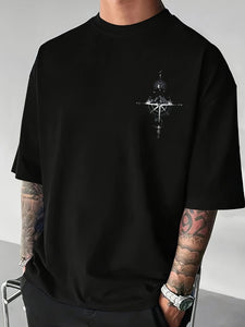 Sun & Mountain Print Men's Round Neck Short Sleeve Tee Fashion Regular Fit T-Shirt Top For Spring Summer Holiday Leisure Vacation