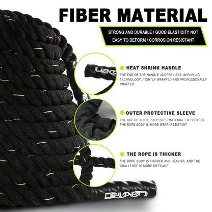 Adjustable 5m-7m Heavy Duty Battle Rope for Core Strength Training - Ideal for MMA, UFC & Fitness Enthusiasts - Durable Polyester