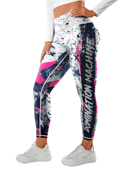 Letter Printing Slimming Running Training Yoga Leggings, High Stretch Seamless Tummy Control Sports Tight Pants, Women's Activewear