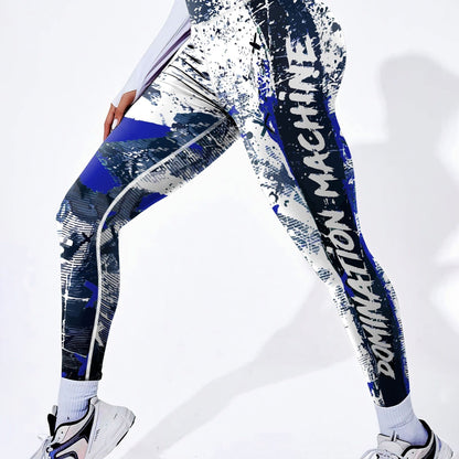 Letter Printing Slimming Running Training Yoga Leggings, High Stretch Seamless Tummy Control Sports Tight Pants, Women's Activewear